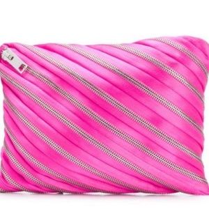 Alexander wang pink satin zip clutch